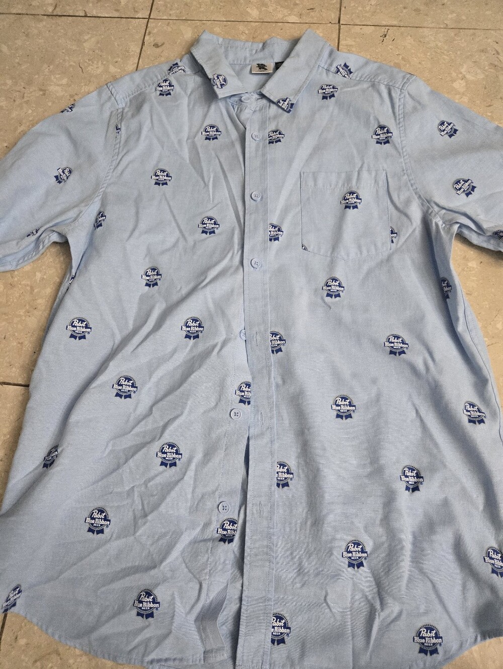 RARE Men's Pabst Blue Ribbon PBR Button Down - Large